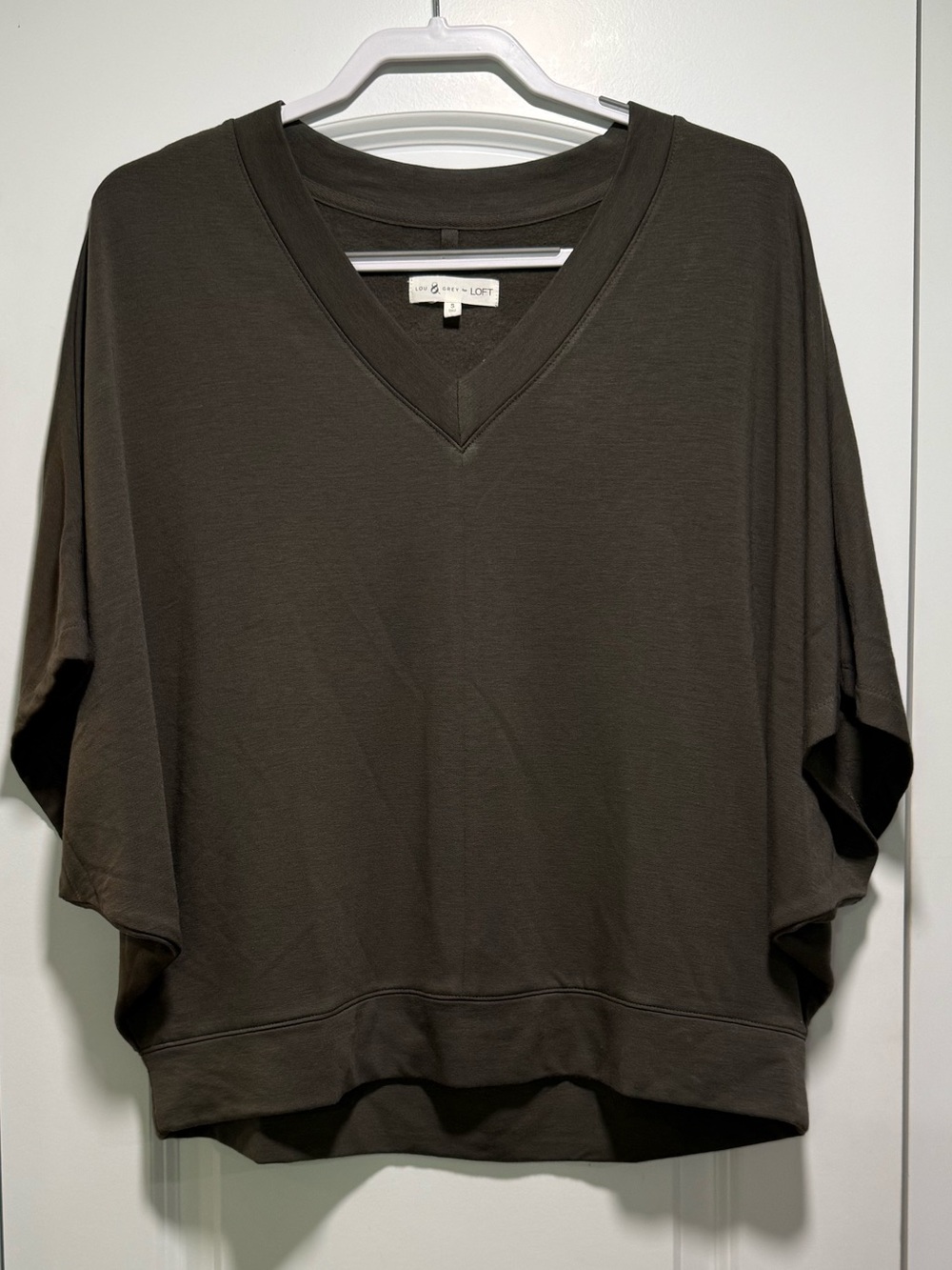 Lou & Grey LOFT Olive V-Neck Oversized Dolman Top
